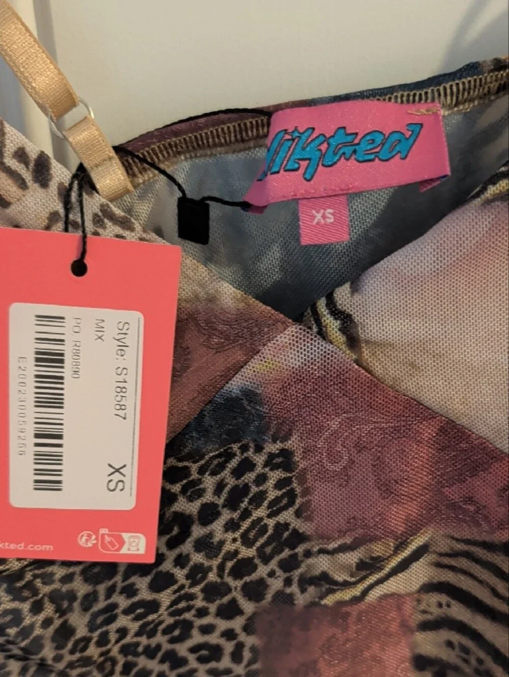 Edikted Pink Brown Animal Print Patchwork Cami XS NEW WITH TAGS